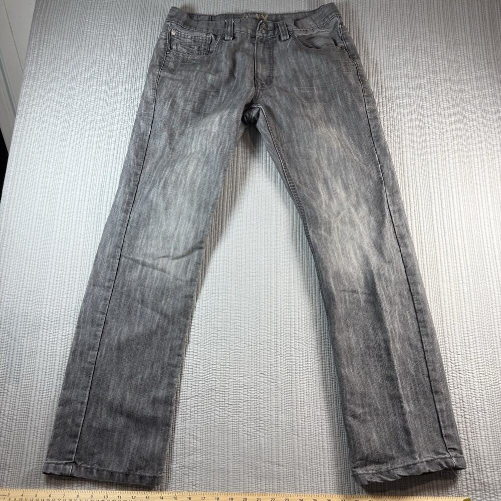 Helix Gray Denim Jeans Acid Washed Faded Men’s 34 Y2K Streetwear Grunge Urban